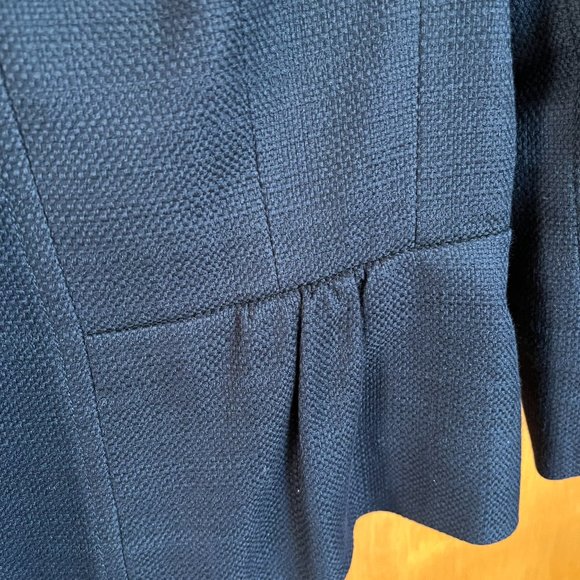 Navy Peplum Cotton Blazer // Ann Taylor Women's Size 10 - Picture 4 of 6